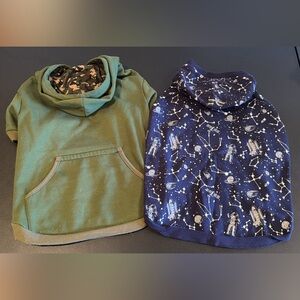 Green and Blue Space-Themed Dog Hoodies